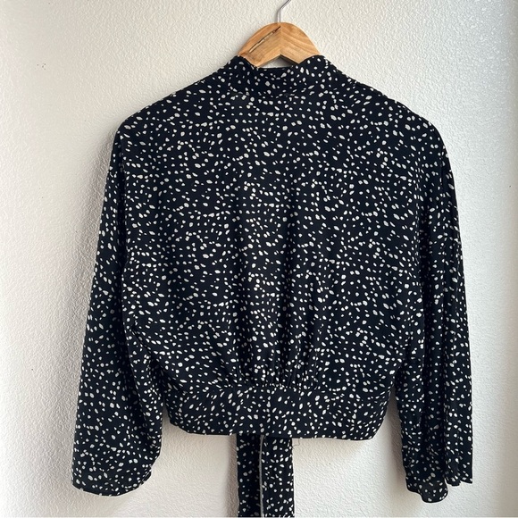 ASOS | Black and White Front Tie Wrap Top - Picture 4 of 8